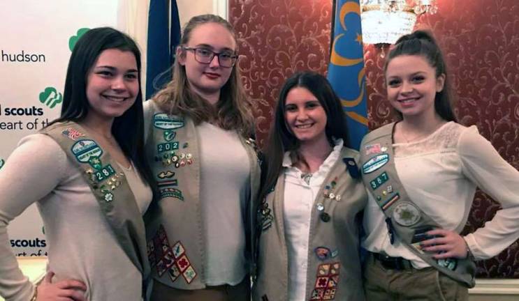 Photos provided Alena Deluise left, Katarina Woods, Kendall Fioranti and Heidi Willins are four of the Monroe Community Girl Scouts who recently received their Gold Awards.