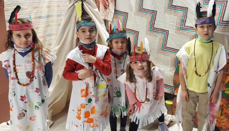 Native Americans Madison Kearney, Noah Torrellas, Willow Davies, Tori Doyle and Constantine McCarty. Photos provided by Ramona Adams/St. Paul Christian Education Center