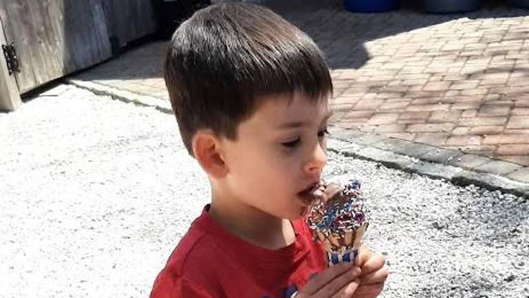 A child enjoys a cone at Trailside Treats in Goshen.