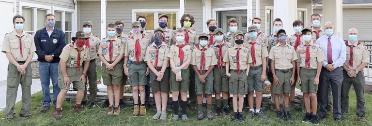 Orange County Executive Steven M. Neuhaus presented the Boy Scout Troop 440 with September’s Citizens of the Month award at Monroe Town Hall on Tuesday, Sept. 8. Provided photo.