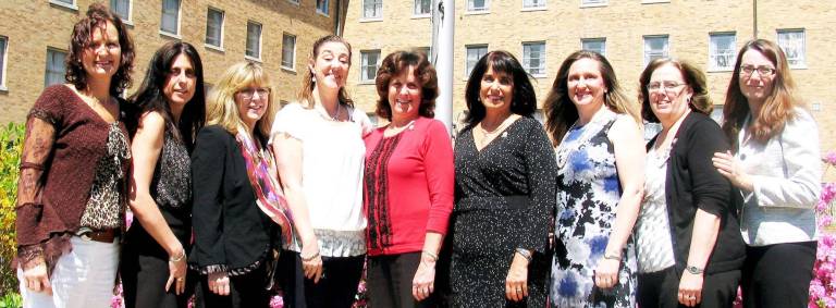 Eight registered nurses from St. Anthony Community Hospital in Warwick, Bon Secours Community Hospital in Port Jervis and Good Samaritan Regional Medical Center in Suffern were recognized April 19 for completing a Caring Advocate Education Program. The hospitals comprise Bon Secours Charity Health System. The nurse graduates, from left, are: Gunnel Greenfield of Greenwood Lake; Janet Bailey of Warwick; Laura Berk of Middletown; Jennifer Hogan of Washingtonville; Deborah Freeman of Middletown; Deborah Hill of Monroe; Mary Sussman of Suffern; and Lori Regan of Greentown, Pa.; and their mentor, nurse Jo-Ann Robinson, Bon Secours Charity Health System&iacute;s director of professional practice.