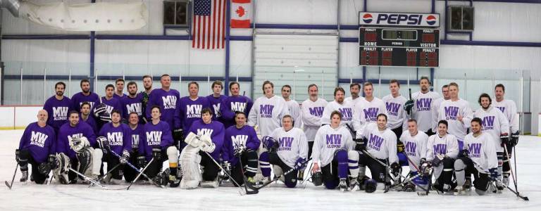 Photo provided by Tom Ludington These are the players who participated in last year's first annual Monroe-Woodbury Varsity Hockey Alumni game. The second annual game is sceduled for Saturday, Jan. 2, at the Ice Time Sports Complex in Newburgh.