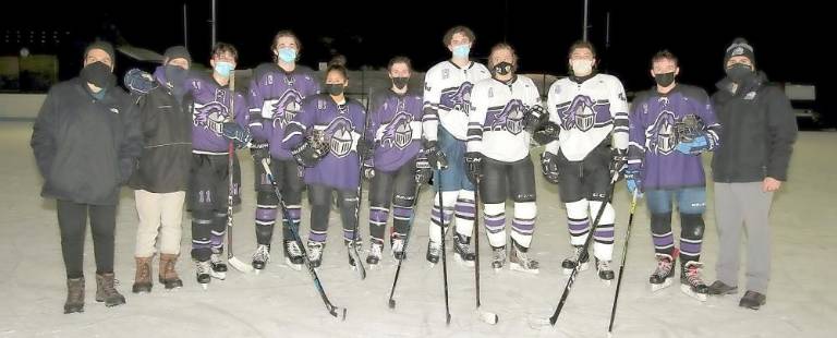 Pictured from left to right: The Crusader seniors and coaches: Assistant Coaches Mike Natoli and Frank Alessandrino; and seniors Andre Estrella, Connor Fischer, Hannah Luckman, James Cirillo, Jack Dolan, Chris Pezzella, Mike Ballinger and Dan McKeon; and Head Coach Tom Natoli.