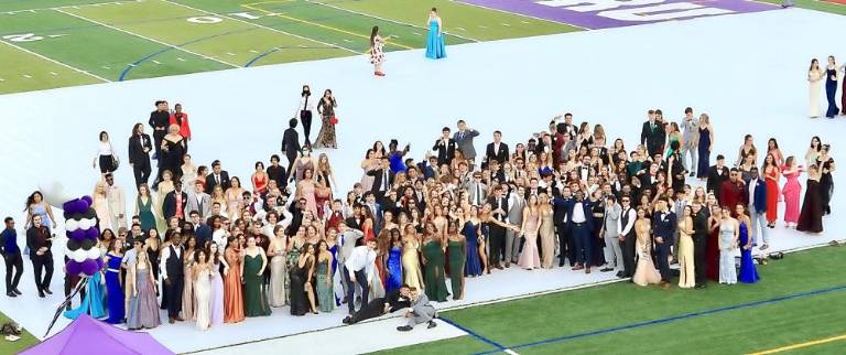 The view of the Monroe-Woodbury prom from the top of the stands at the athletic fields in Central Valley.