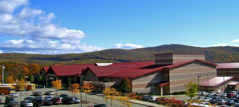 On Wednesday, Monroe-Woodbury High School (pictured here) was evacuated after students reported finding a bomb threat in a bathroom. On Thursday, students at the Middle School were sent home early following a similar threat.