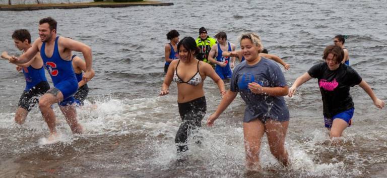 Scenes from last year’s Special Olympics Polar Plunge in Greenwood Lake.