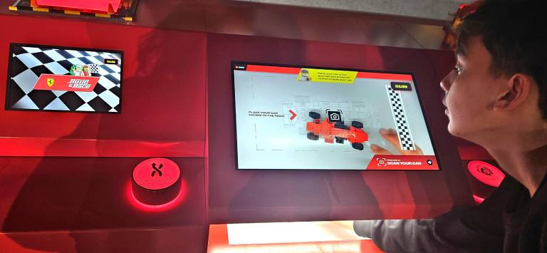 Ferrari Build &amp; Race features an interactive zone where guests can scan their model and race others on a virtual track.