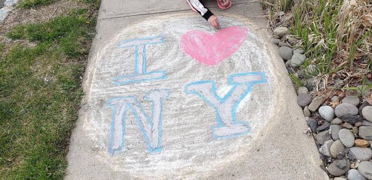 Anushka Chandyok created this chalk your walk art on Talbot Road in Harriman.