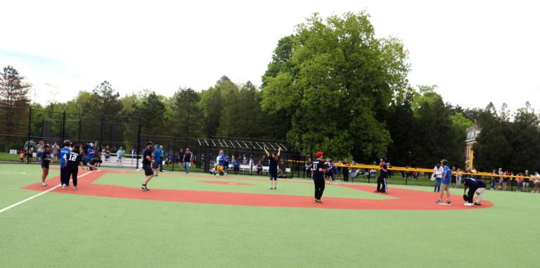During the grand opening festivities the Beautiful People&#x2019;s teams played baseball on the new field.