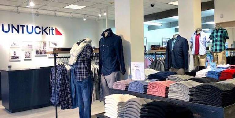 Provided photo UNTUCKit, the apparel brand best known for its men&#x2019;s shirts that are specifically designed to be worn untucked, has opened a store in the Niagara District at Woodbury Common Premium Outlets.