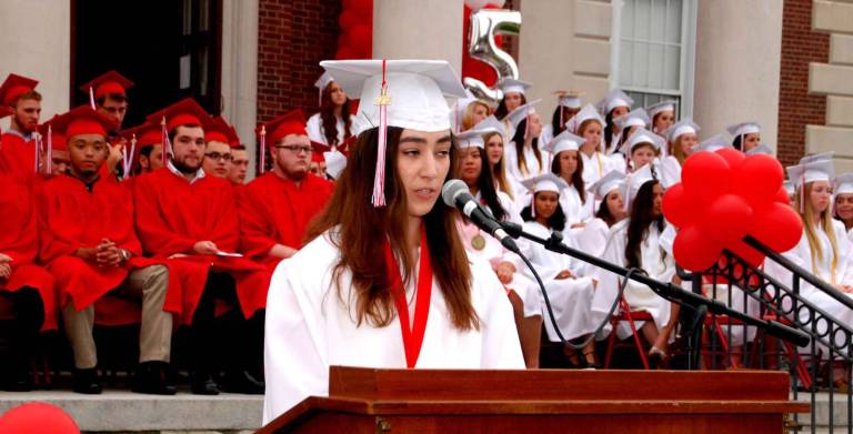 Valedictorian Isabella Zaccardi addresses her classmates.
