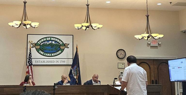 Paul Phelan addresses the Town of Monroe Board during the Sept. 2, 2025 meeting.