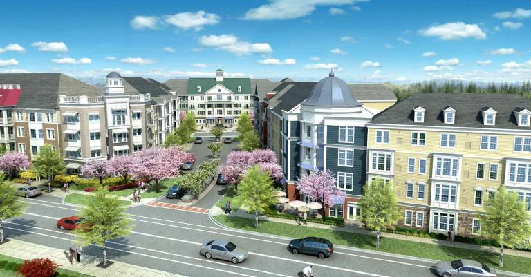 The Ronkonkoma Hub in Islip, N.Y. is shown in the concept plan as an example of what a transit-oriented development looks like.