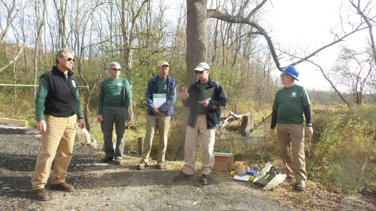 The Long Distance Trails Crew: Erik Garnjost, crew leader; Marty Costello, crew leader; Chris Reyling, crew chief; David Booth, crew member (VIP leader); Bob Fuller, crew leader (Photo by Frances Ruth Harris)