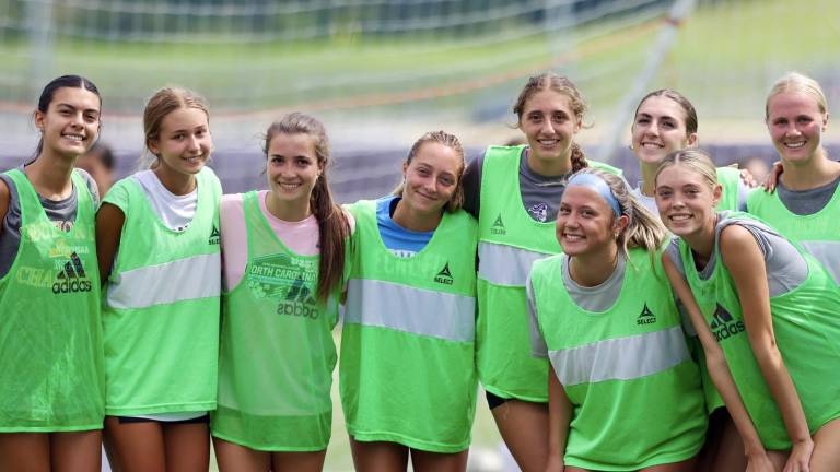 The Monroe-Woodbury Varsity Girls Soccer Team opened its 2026 training camp on Monday, Aug. 24, at home in Central Valley. Photo by William Dimmit.