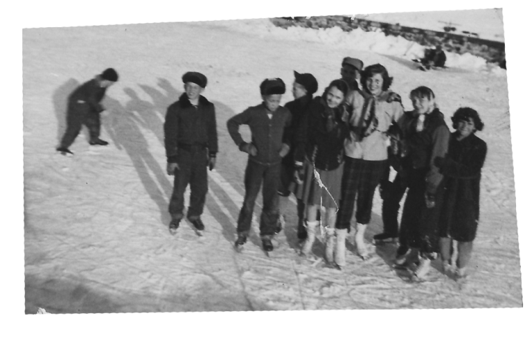 $!A group of kids ice skating at Creamery Pond in 1950. Photo courtesy the Sugar Loaf Historical Society