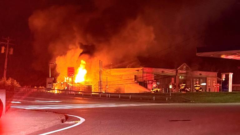 Fire damages the Chestnut Market on Brookside Avenue in Chester early Tuesday morning.