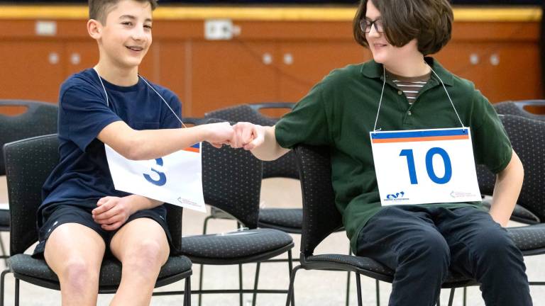 Luke Hand (No. 3) of C.J. Hooker Middle School won the 2026 Orange County Regional Spelling Bee after a tie-breaking written test. Rex Heymer of Warwick Valley Middle School (No. 10), took second place.