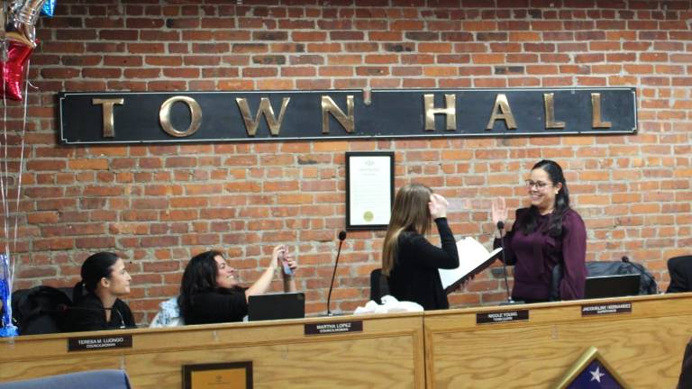 Jacqueline Hernandez was sworn in as the first ever Latina Town Supervisor of Woodbury during the Jan 5 board meeting.