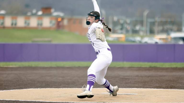Isabella Brelesky pitched seven innings, striking out five and allowing only two earned runs. Photos by William Dimmit.