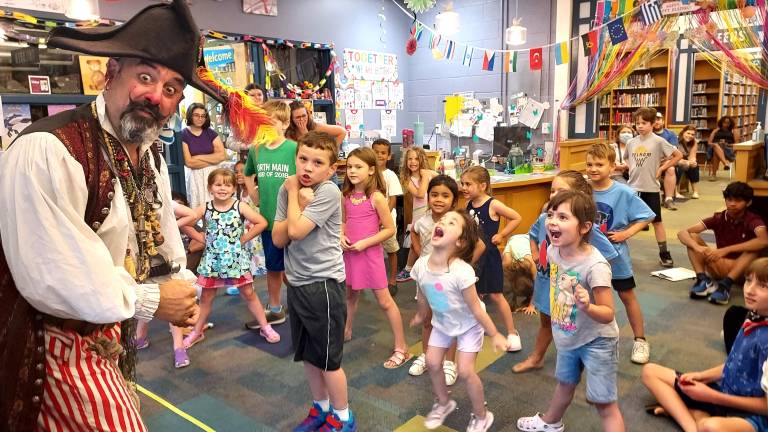Children enjoying a pirate-themed program at the Monroe Free Library.
