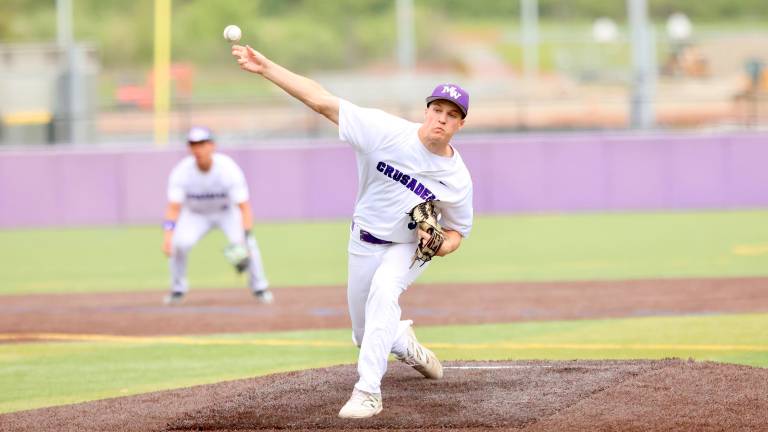 Braeden Burke pitched a perfect five innings for the Crusaders while breaking the school record for strikeouts in a season.