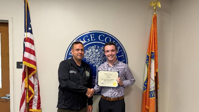 Orange County Executive Steve Neuhaus (left) with Liam Gaffney, Orange County’s July ‘Citizen of the Month.’