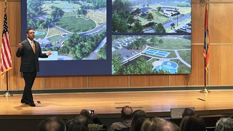 “Orange County continues to improve and upgrade its County Parks, including safety improvements to bridges on the Trail, construction commencing on the Schunnemunk Trail, and the newly announced plans to transform the Camp LaGuardia property, all of which will further enhance quality of life for residents and visitors,” County Executive Steven M. Neuhaus said during his State of the County address. Photo by Henry Smith.