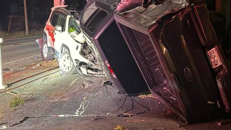 A 2018 Ford 150 left the roadway and crashed into a 2021 white Jeep in a driveway on Lakes Road in the Village of Monroe on June 27.