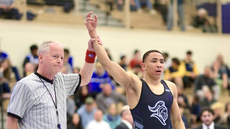 Elijah Brown pinned all his opponents on his way to the 144 lb class town during the Section IX Div. I Wrestling Championships on Feb, 14, 2026